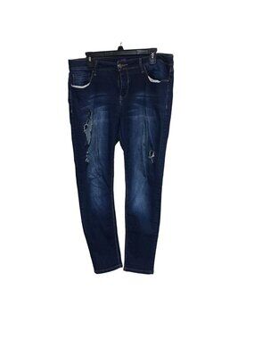 ROYALTY FOR ME DARK WASH RIPPED JEANS WOMENS SIZE 16